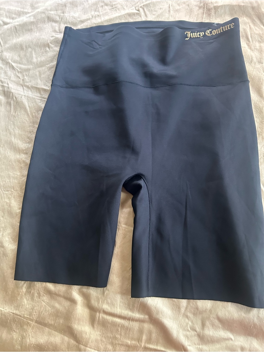Juicy Couture black High-Rise Bike Shorts with Logo Waist Size XL.